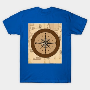 Old Retro Compass Signpost Viking T-Shirt